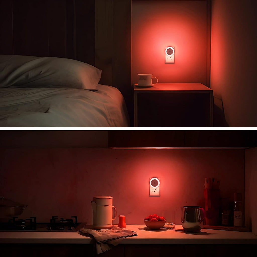 Briignite Night Lights Plug into Wall Red Night Light Dusk to Dawn Sensor