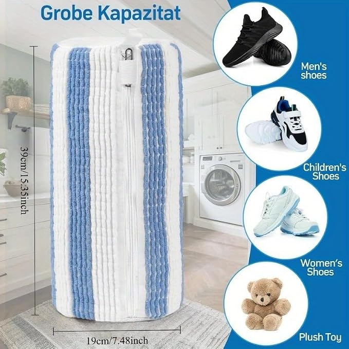 Shoe Washing Machine Bag，2PCS Laundry Shoe Bags for Sneaker，Washer and Dryer Reusable Shoes Cleaning Bag for All Shoe Sizes - Blue White