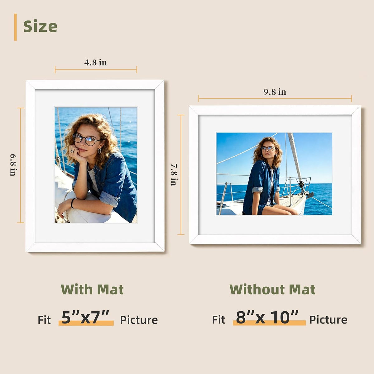 HappyHapi 8x10 Picture Frames Set of 10, Wall or Tabletop Display, White