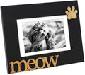 Isaac Jacobs 5x7 (Matted 4x6) Black Wood Sentiments Cat Meow” Photo Frame
