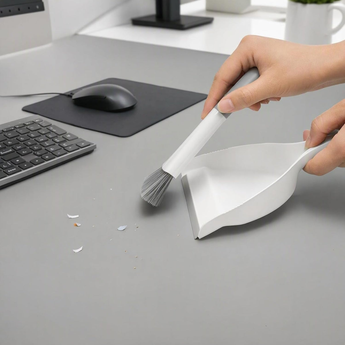 GeeRic Mini Dustpan and Brush Set, Dust Pan Broom Gray