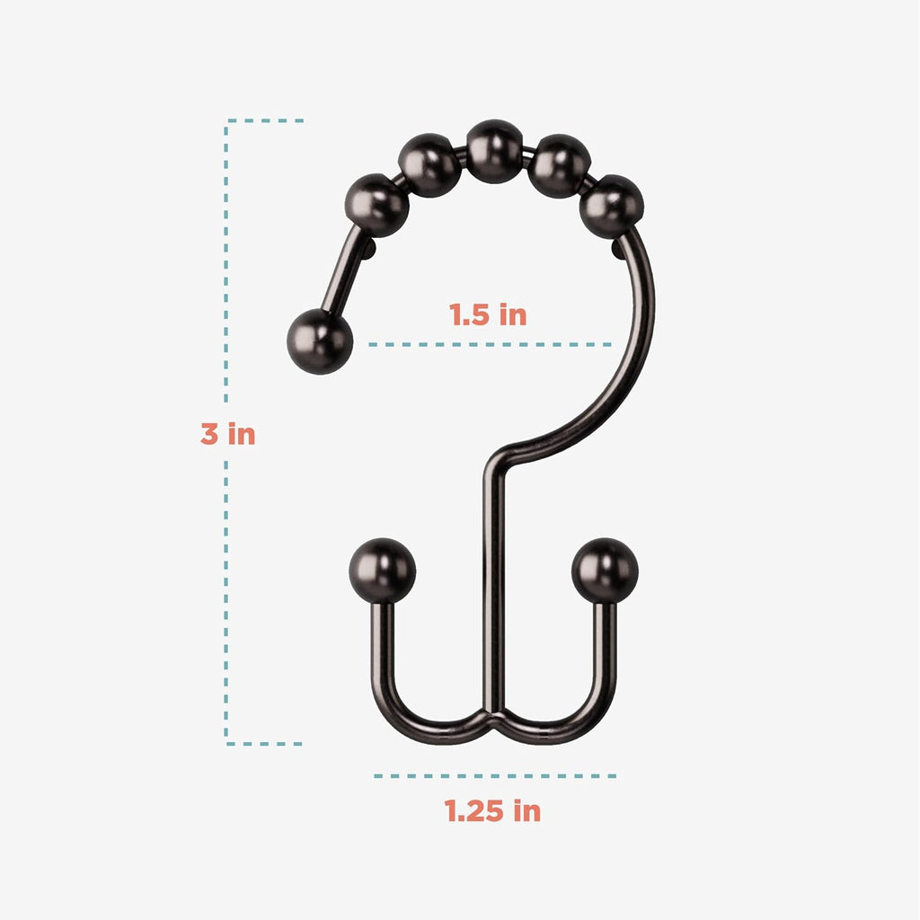 Zenna Home Metal Double Glide Shower Rings, Oil Rubbed Bronze – Set of 12 Heavy Duty, Rust-Resistant Shower Rings with Smooth Glide for Shower Curtains and Liners