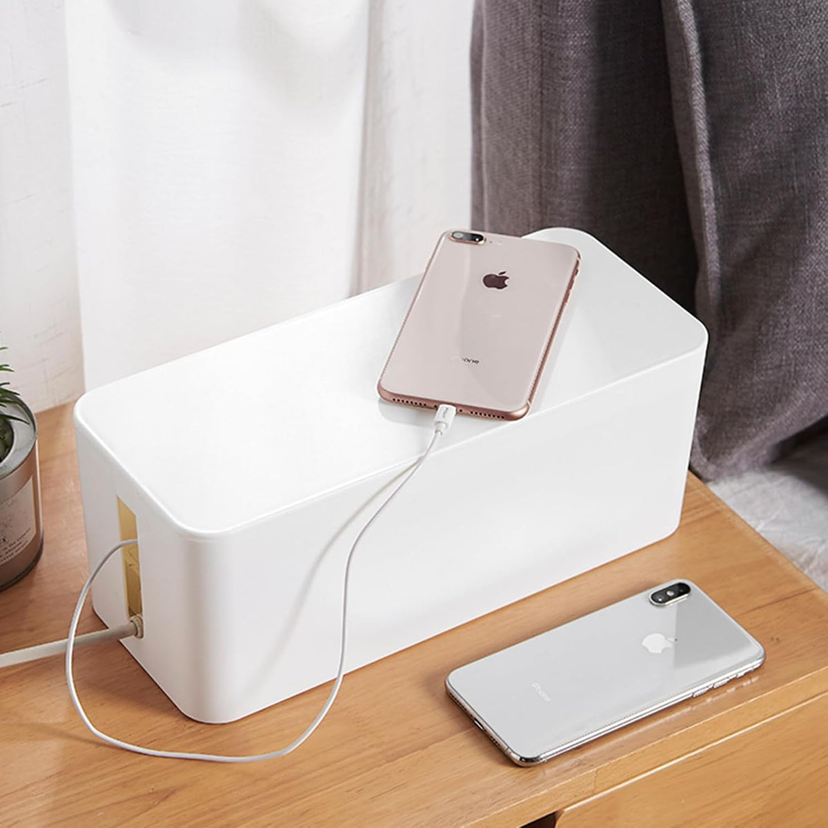 Cable Management Box,Power Cover Surge Protector for Desk Large White