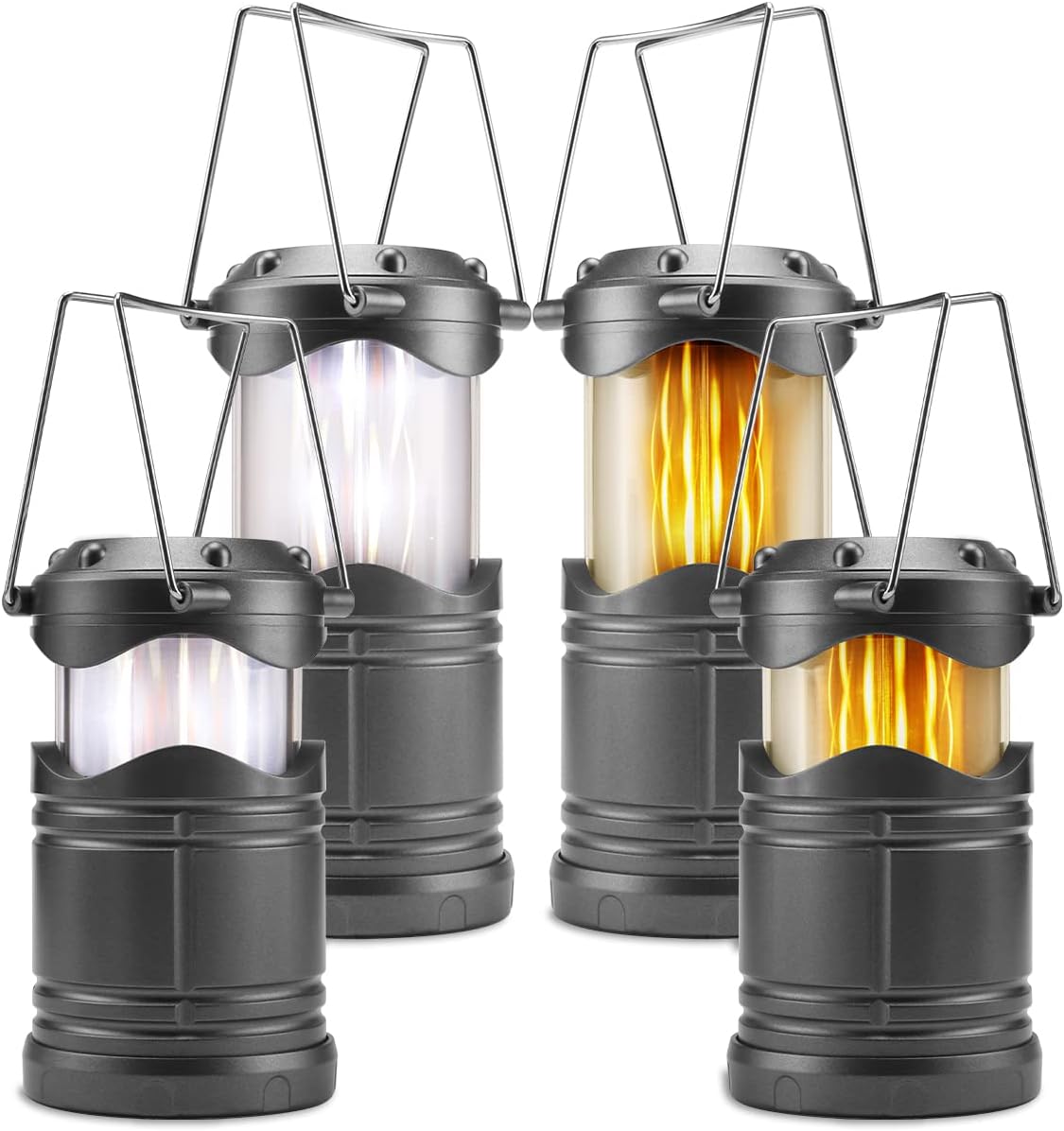 Lichamp 4 Pack LED Camping Lanterns, Dark Gray