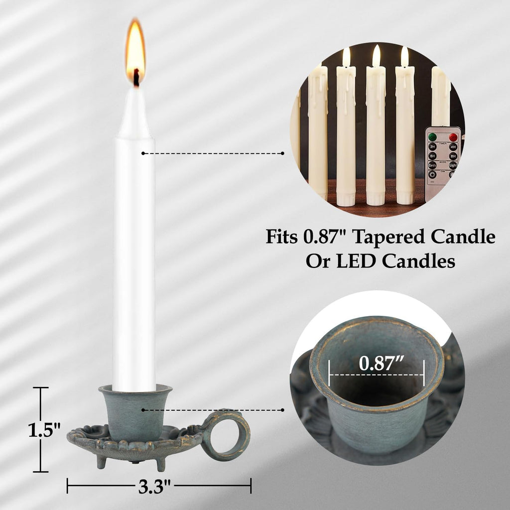 NIKKY HOME Vintage Handled Taper Candle Holders Set of 2, Short Candlestick