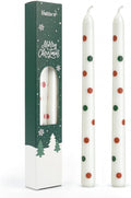 2 PCS Christmas Taper Candles, 10 Inch Unscented Candle Sticks