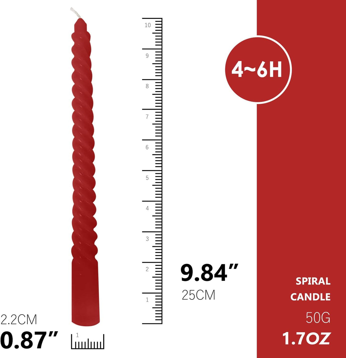 Red Gradient Taper Candles, Spiral Twisted Taper Candles