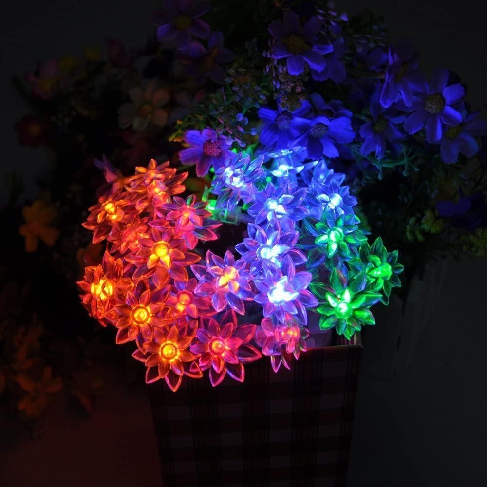 echosari Flower String Lights Battery Operated 158" Lotus Flower Multicolor