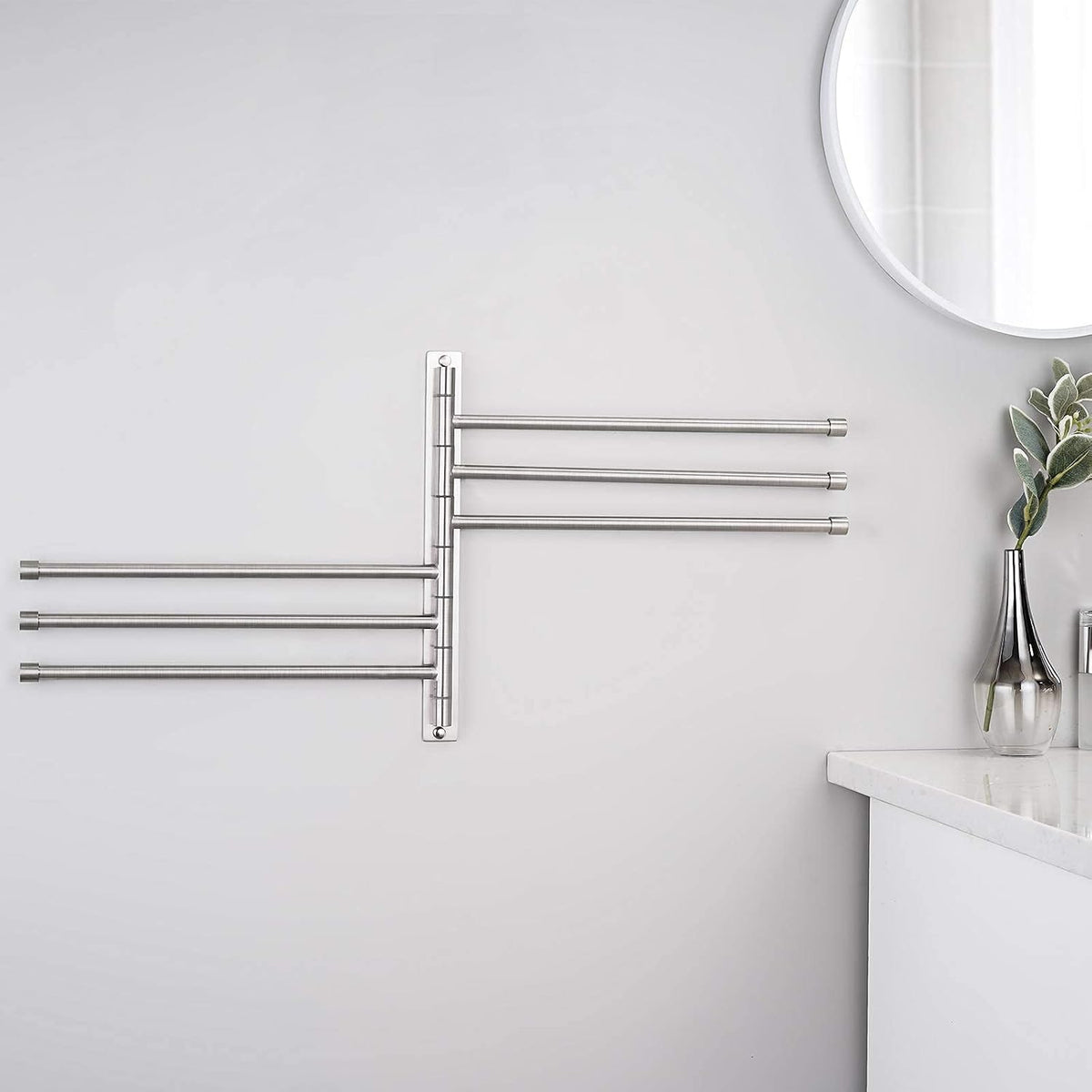 KES Swing Out Towel Bar, 6-Bar Folding Arm Swivel Hanger, 13 Inch