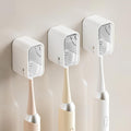Wall Mounted Toothbrush Holders for Bathroom,Strong Self Adhesive Tooth Brush Holder with Cover, Toothbrush Heads Organizer for Family, 3 Pcs Clear White