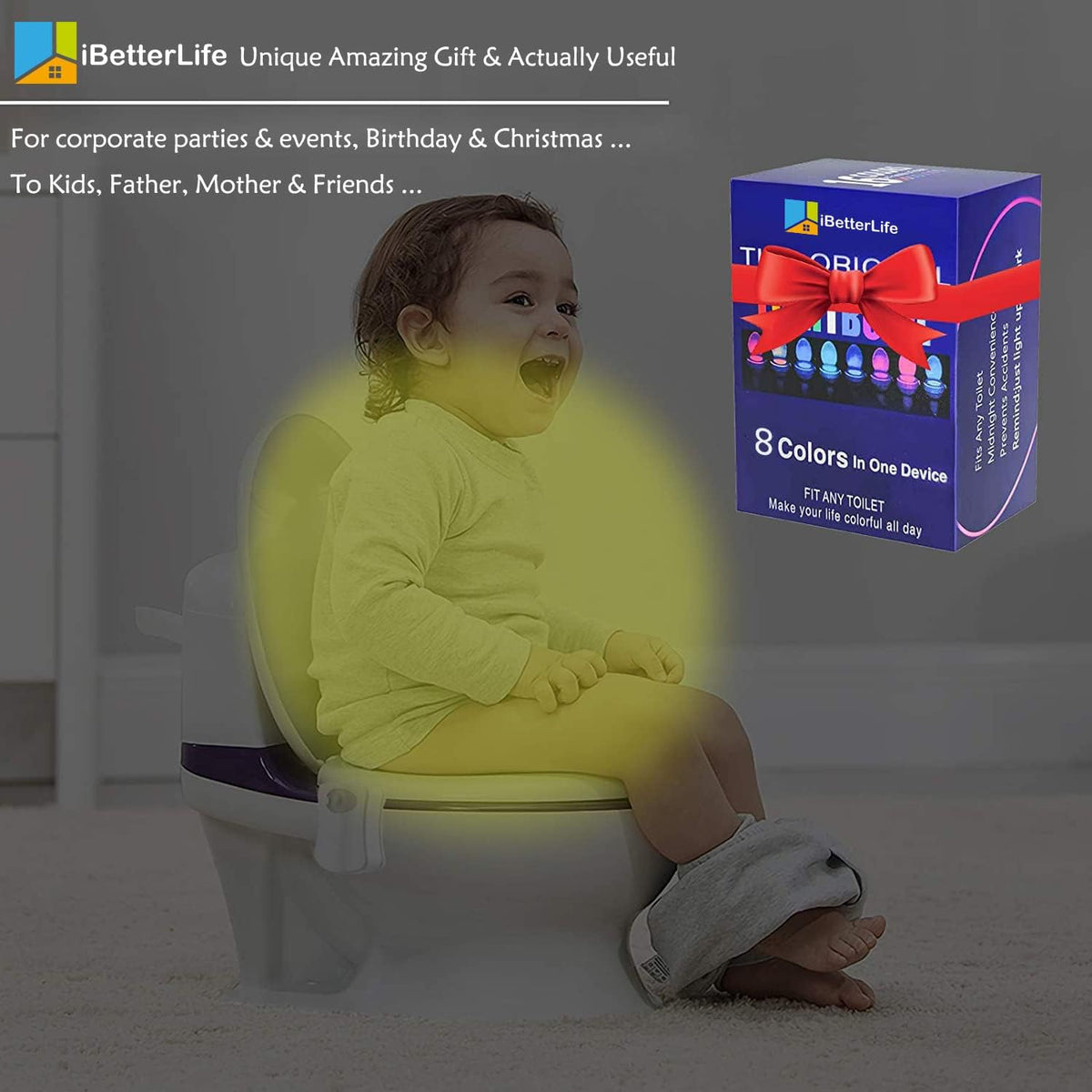 Toilet Light Motion Sensor 2Pack - The Original 8 Color Changing LED Glow Bowl Inside Toilet Night Light for Bathroom - Smart Unique Cool Gadget, Funny Ideal Gifts for Teen Boys Girls Men Women