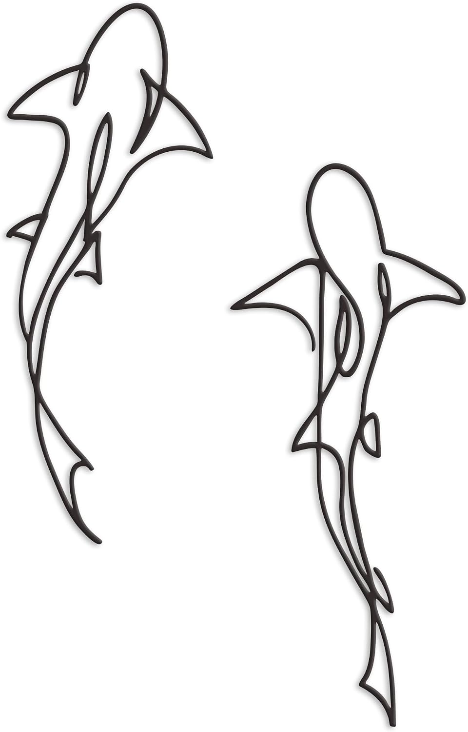 Xedatric Metal Fish Wall Art Shark Decor Set of 2 Black