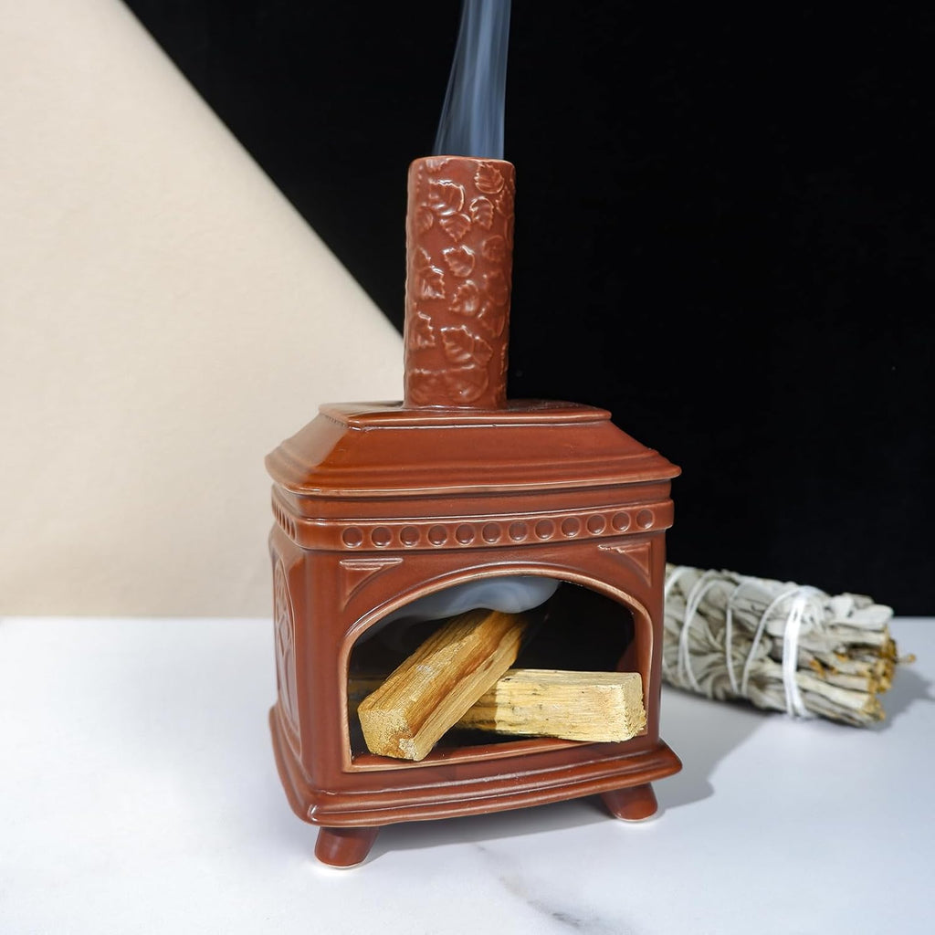 MOUGIGI Palo Santo Burner Holder-Ceramic Mini Chiminea, Incense Chimney