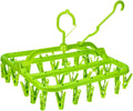 Clothespin Rack Foldable Laundry Drying Hanger,Laundry Hangers with 32 Clips,Clip Hanger Drip Hanger for Drying Underwear,Baby Clothes,Socks,Bras,Towel,Pants,Hat,Scarf,Cloth Diapers,Gloves (Green)