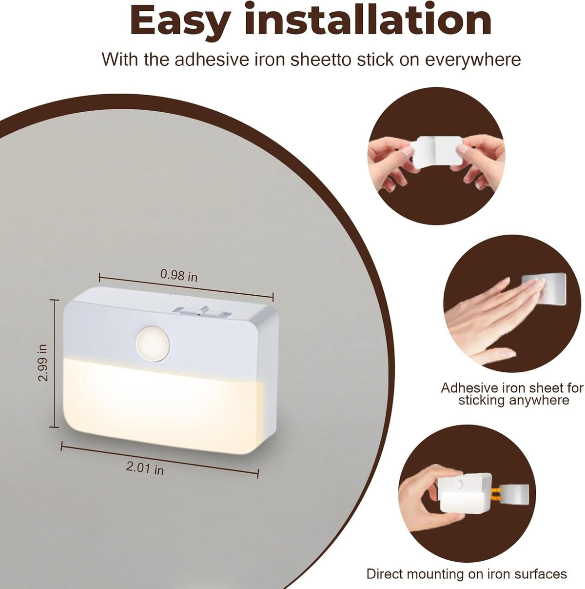 Rechargeable Motion Sensor Night Light, Warm White LED Stair Light