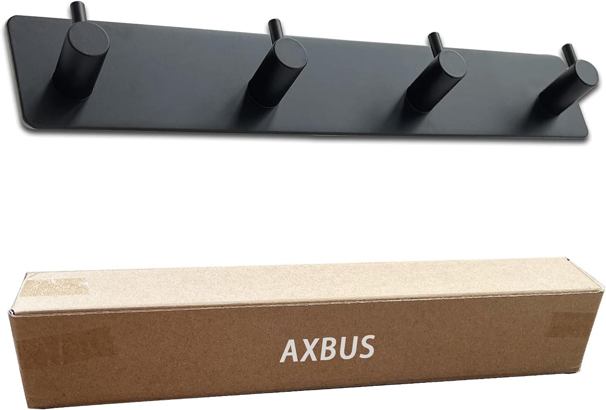 AXBUS Wall Mounted Key Holder,4 Key Hooks for Wall Decorative,Adhesive Key Organizer Key Hanger for Entryway, Kitchen, Bedroom,Bathroom - (Black, 4 Hooks)