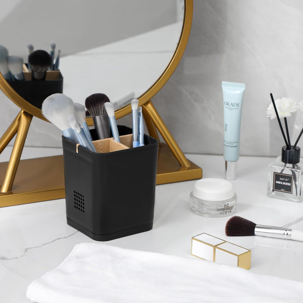 Electric Toothbrush Holder Tooth Brush and Toothpaste Organizer, Black (Pack of 2)