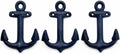 Wowser Nautical Cast Iron Ship Anchor Wall Hooks, 6 Inches, Set of 3 (Blue)