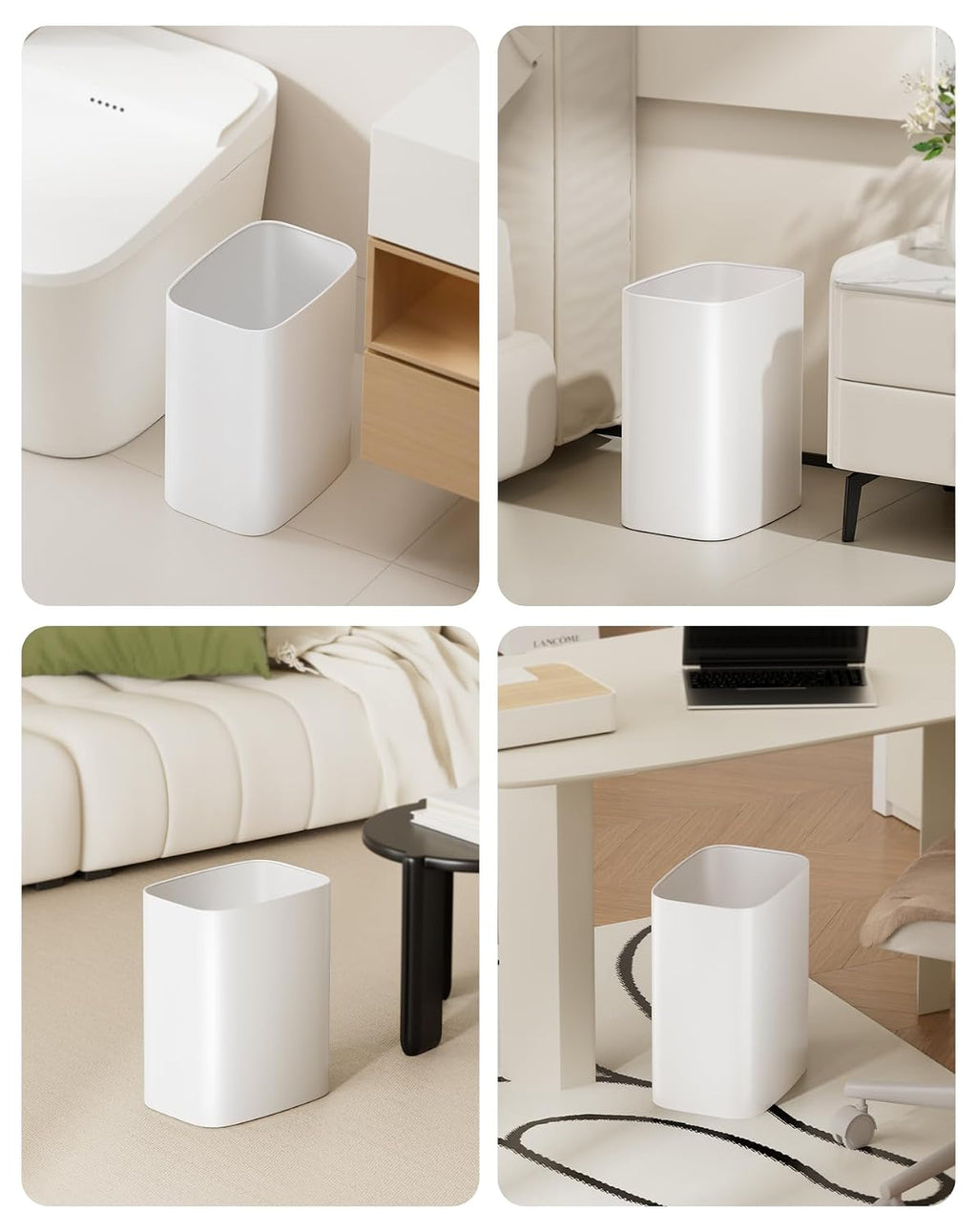 Cesun 3.4 Gallons Bathroom Trash Can, Small Under Sink Wastebasket, White