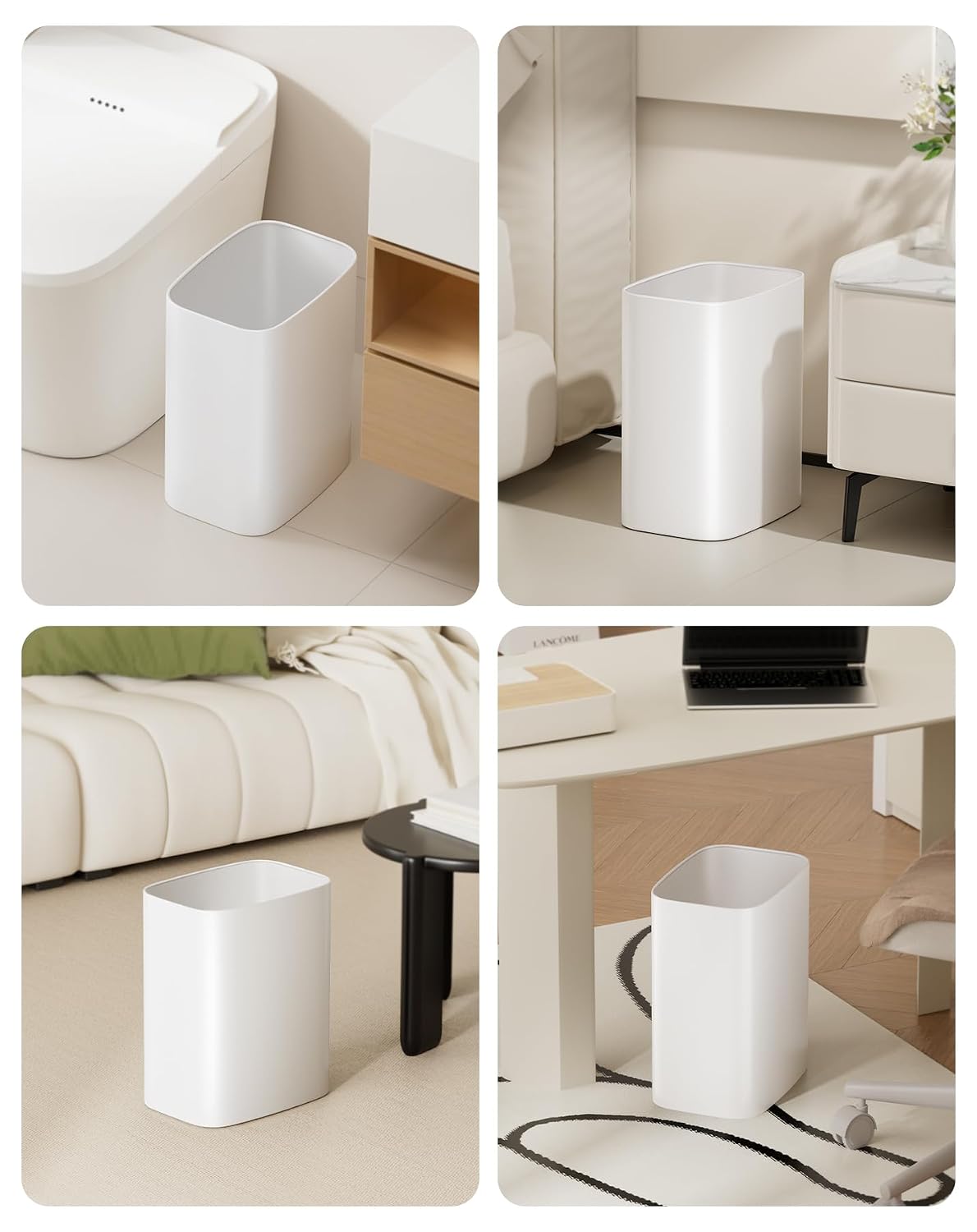 Cesun 3.4 Gallons Bathroom Trash Can, Small Under Sink Wastebasket, White