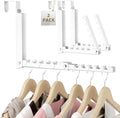 BAKON Over The Door Hooks, Small Space Double Folding Portable Over The Door Drying Rack for Laundry, Bathroom, Bedroom, Travel Storage and Drying (2Pack, White)