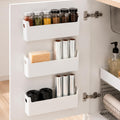 3 Pcs Kitchen Cabinet Door Organizer, Adhesive Mount Inside Cabinet Door Storage, Under Sink Storage Shelf for Kitchen,Bathroom,Office (White)