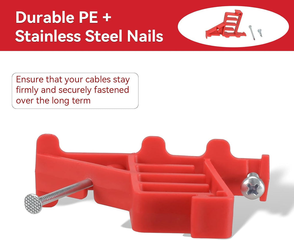 Multi Cable Staples for Romex Clips, Plastic Electrical Wire Stackers, Secures Romex, UF & (NM) Non-Metalic, Coaxial & Data/CAT 5 Cable, Fast and Easy to Install, 50Pcs