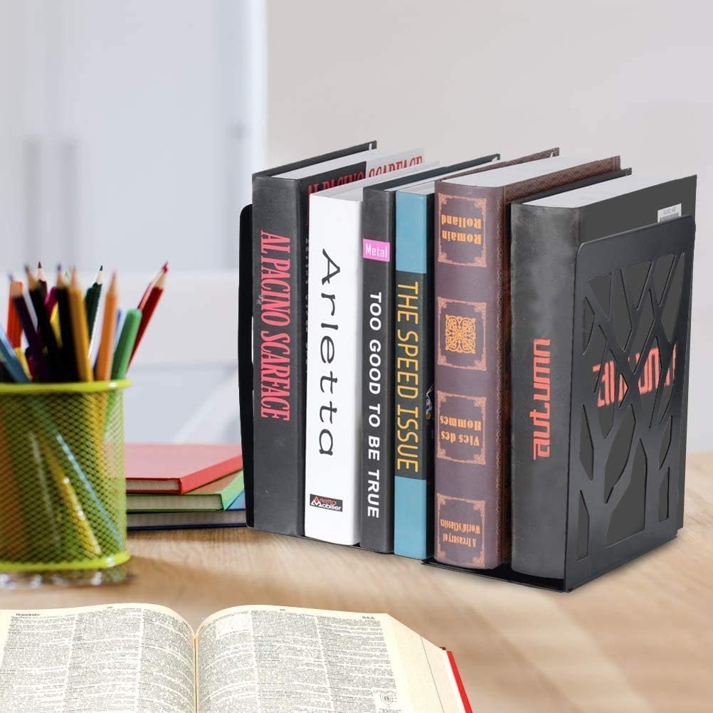 Spillbox Metal Non Slip Bookends Book Shelves | Shelf | Study Table | Home Decor | Holders | Case | Bracket | Stand | Heavy Duty | Set | Book Ends for Office, Home - Tree