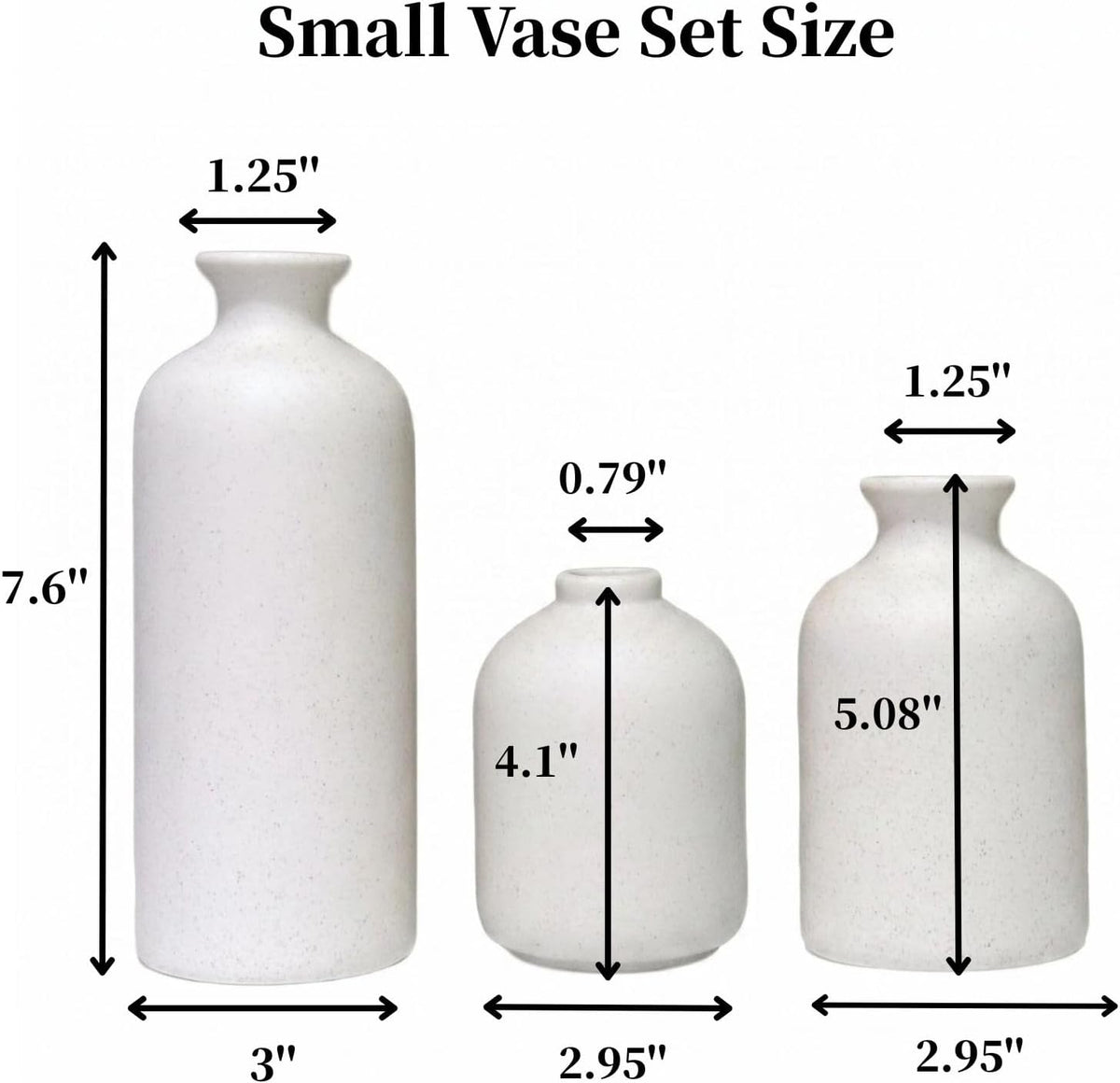 Small White Ceramic Vase Set of 3,Modern Boho Farmhouse Flowers Vases