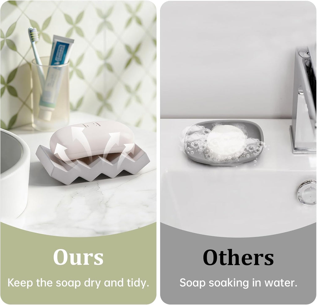 Bar Soap Holder Diatomite Soap Dish Sponge Caddy, Light Grey