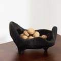 DN DECONATION Oak Wood Black Decorative Bowl, 9.25x5.51 Inch Small Bowl