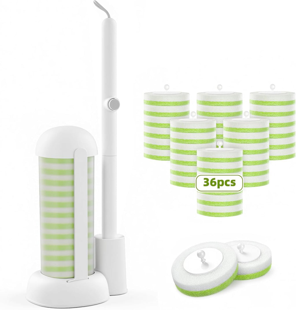 MOPALL Disposable Toilet Bowl Brush and Holder Set with 36 Refills