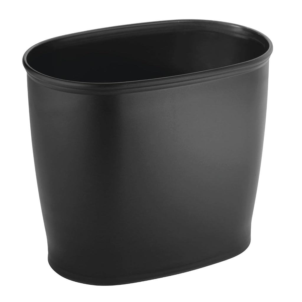 iDesign Slim Plastic Bathroom Trash Can, 2-Pack, Black