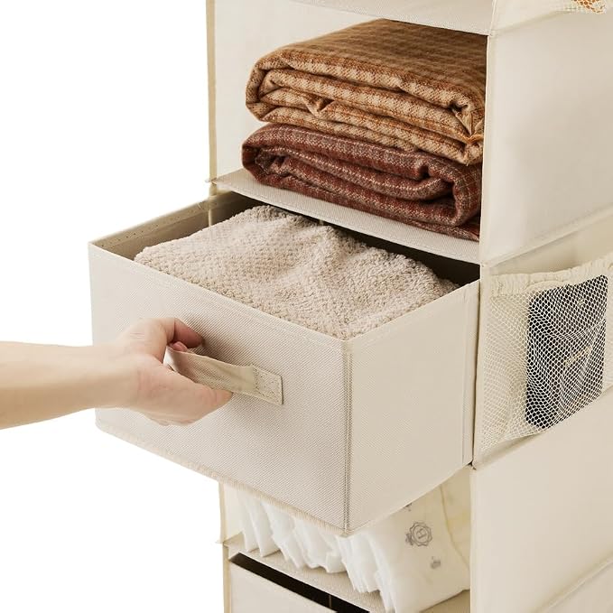 MAX Houser 2 Drawer Hanging Closet Storage Organizer,Beige