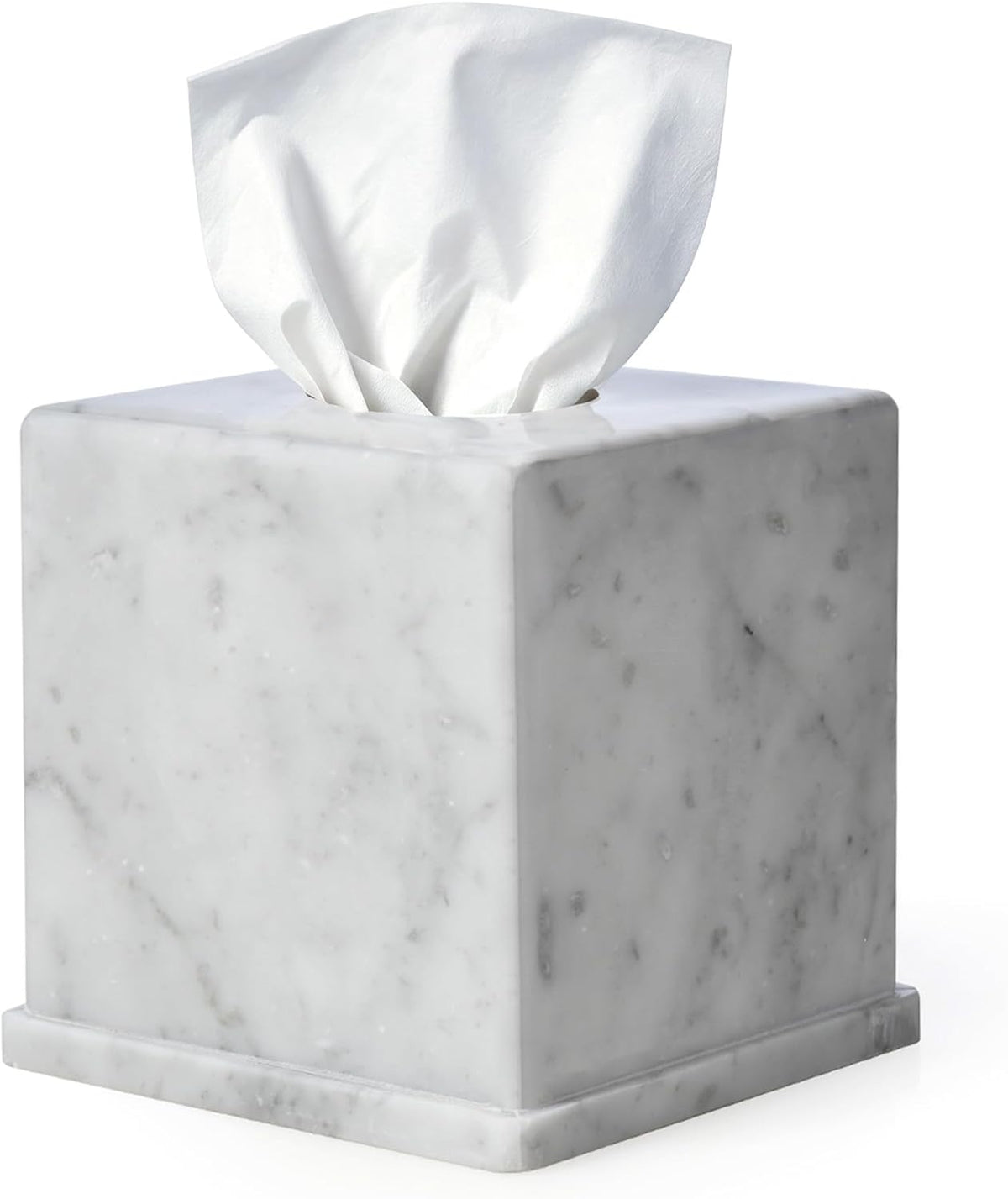 Natural Marble Tissue Box Cover, Carrara White Tissue Organizer