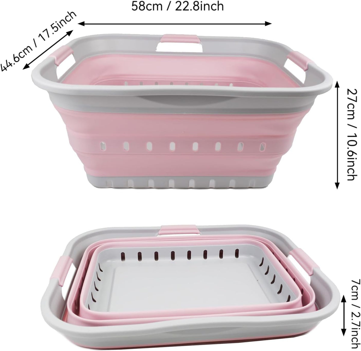 SAMMART 42L(11 gallons) Collapsible Plastic Laundry Basket - Foldable Pop Up Storage Container/Organizer - Portable Laundry Hamper- Space Saving Outdoor