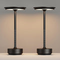 2 Pack Rechargeable Cordless Table Lamps, Portable 5000mAh LED Table Light, 3 Color Stepless Dimming Battery Powered Metal Table Lamp for Outdoo/Restaurant/Home/Patio.(Black)