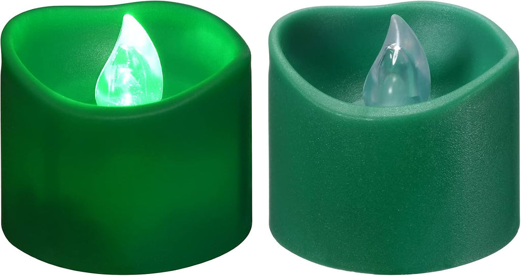PChero Green LED Tea Lights with Timer, 12pcs