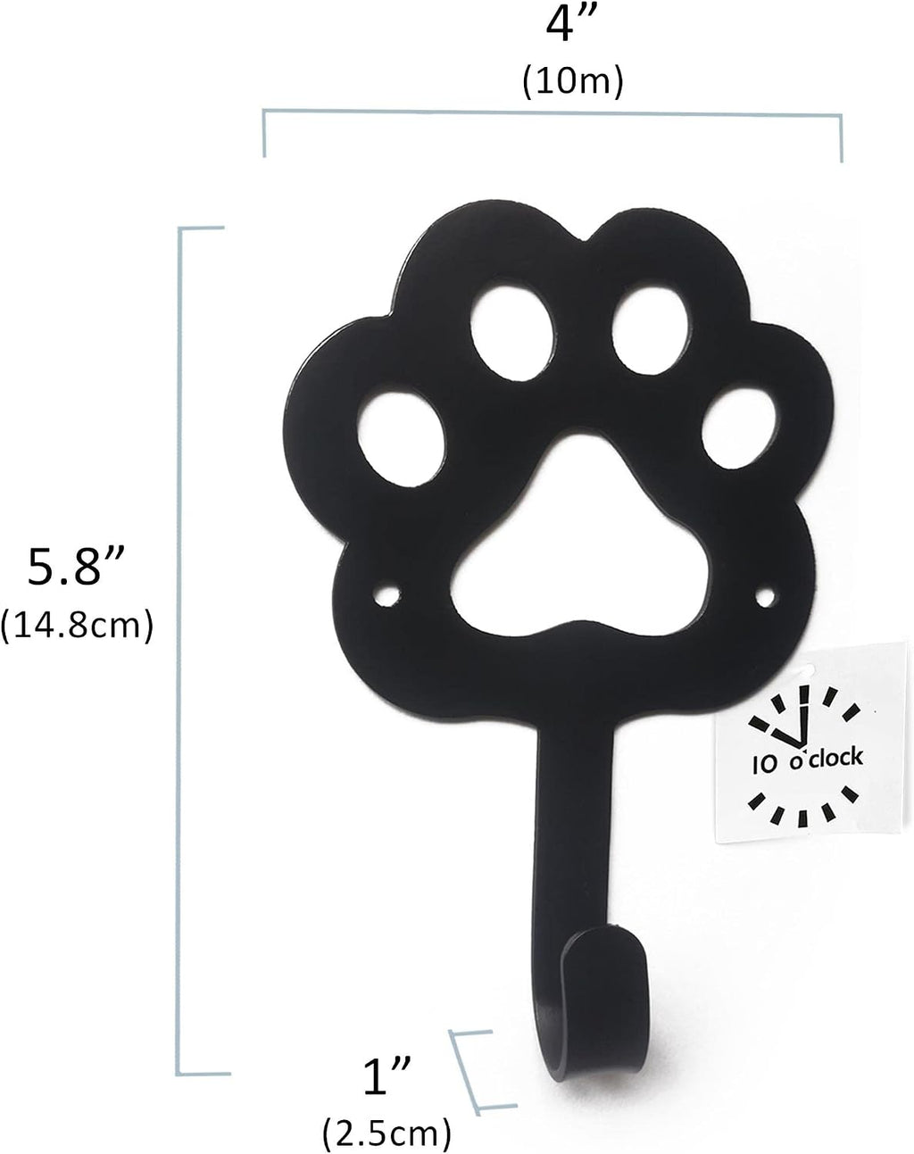 10 o'clock Key Holder & Dog Leash Holder, Metal Wall Hook for Hanging ，4×6 inch(Set of 3),Dog/Cat Mom Gifts Leash Holder for Entryway, Hallway, Kitchen, Office Decoration