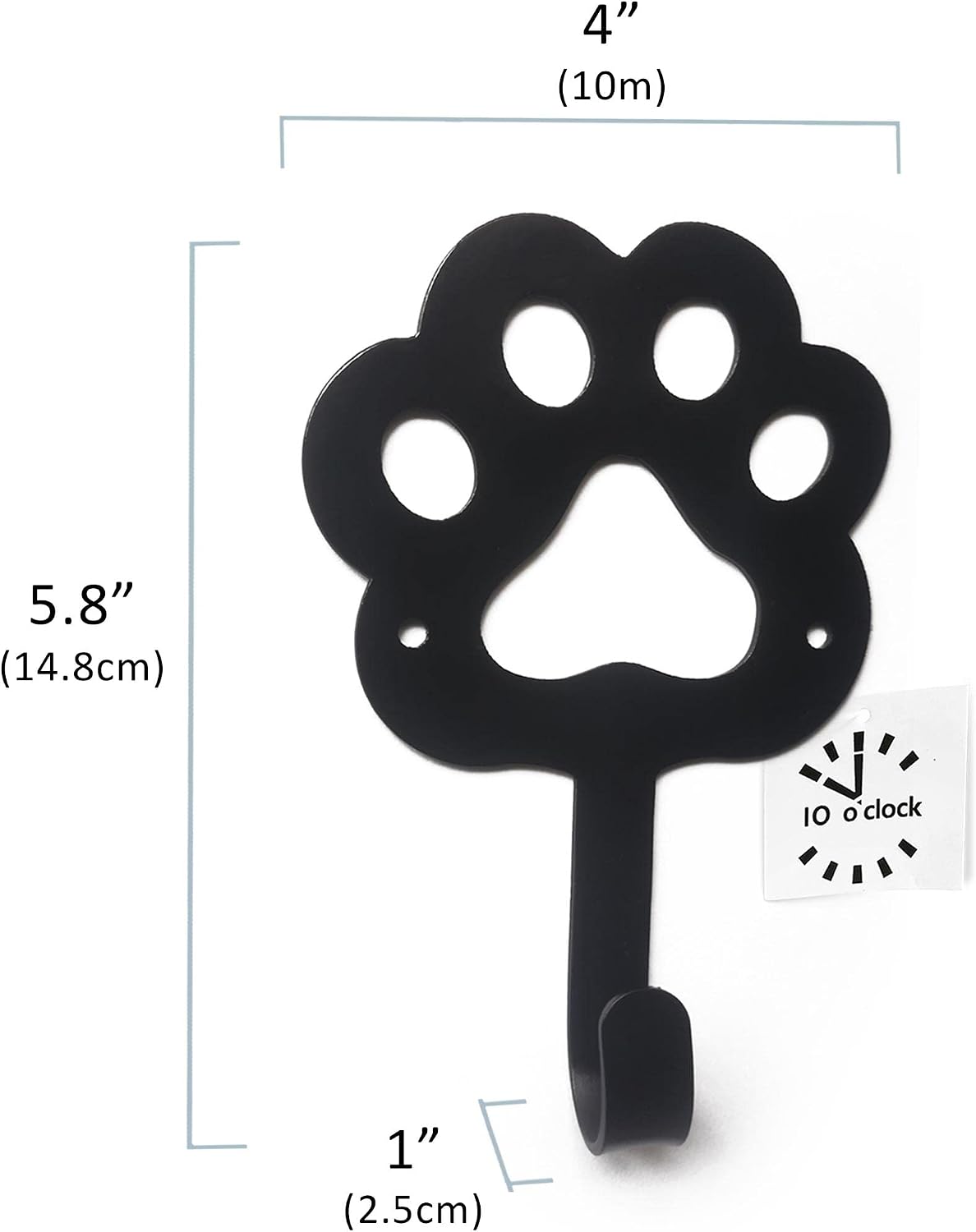 10 o'clock Key Holder & Dog Leash Holder, Metal Wall Hook for Hanging ，4×6 inch(Set of 3),Dog/Cat Mom Gifts Leash Holder for Entryway, Hallway, Kitchen, Office Decoration