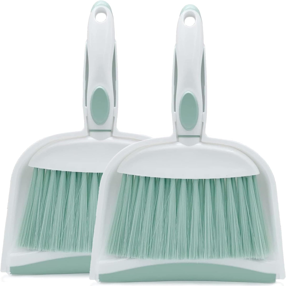 Dust pan, Mini Dustpan and Brush Set, Small Broom and Dustpan Set, Small Hand Broom and dust pan Set, Whisk Broom, Dust pan and Brush for Desk, Table, Home, Kitchen (Light Green 2pcs)