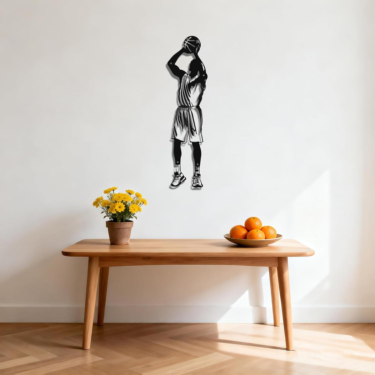 Paquesta Basketball Wall Decor Metal Art Wall Mounted Basketball Hoop Sculpture with Soccer Player Styles, Basketball Gifts for Boys, Men ，Basketball Room Decor