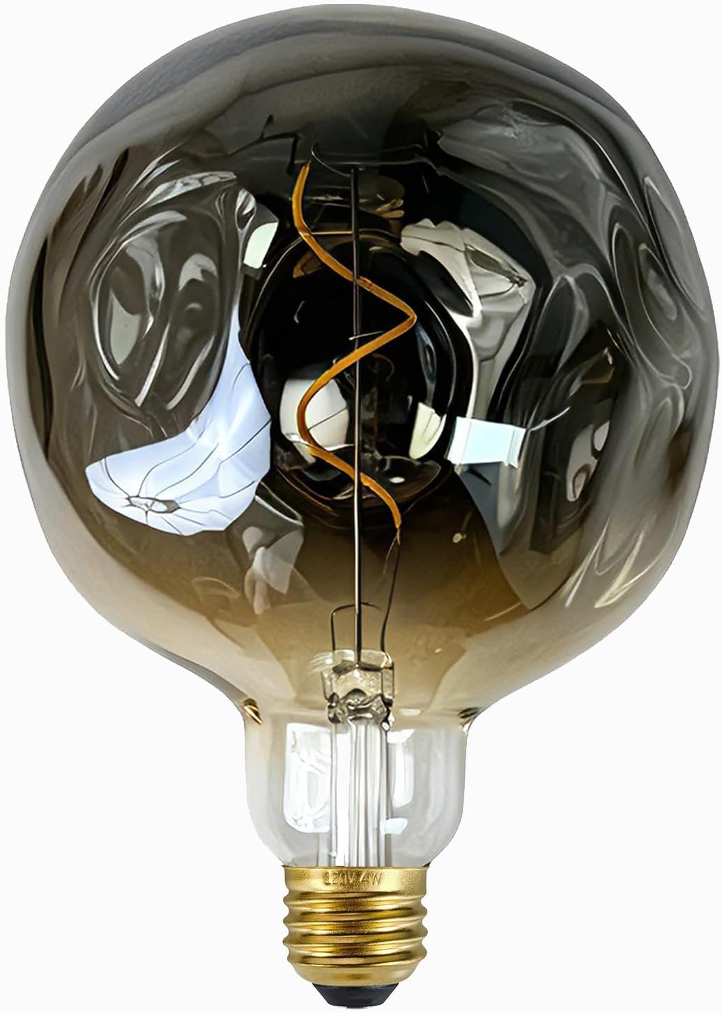 G40 LED Edison Bulb, Smoke Gray Hand-Blown Hard Glass, 4W (25W Incandescent Equivalent), 110-130V, E26, 2000K Warm Yellow Light, 200LM, Dimmable, for Indoor Decorative Lighting