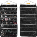 56 Pockets Large Zippered Dual Sided Jewelry Hanging Organizer Necklace Earrings Bracelets Rings Accessories Storage Bag Wall Mounted Door Cabinet Hanger Holder Clear Pouch Display Foldable