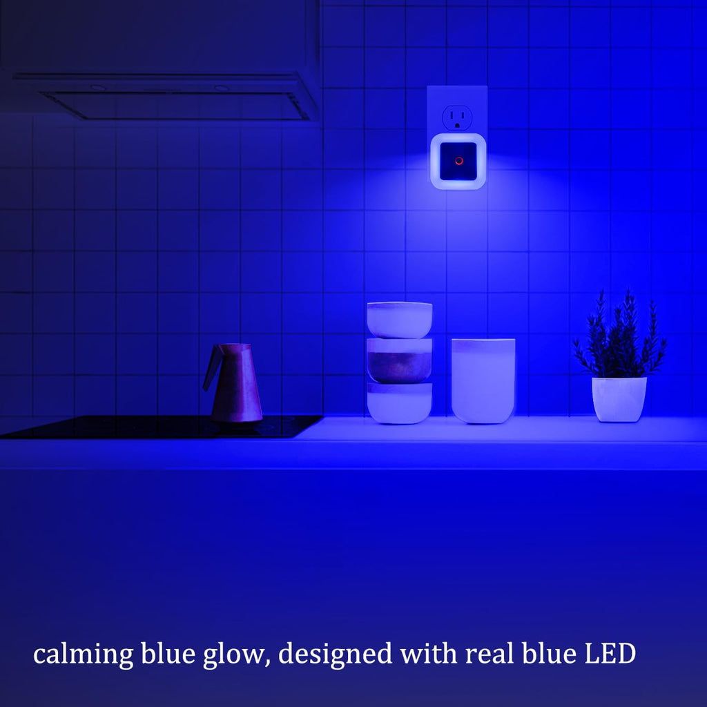 4 Pack Plug-in Bright Blue LED Night Lights with Light Sensor