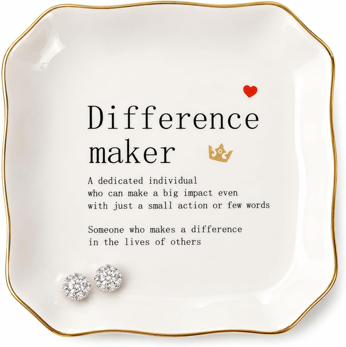 Retirement Gifts for Women - 4"x4" Ceramic Jewelry Dish Tray- Difference Maker Gift Thank You Gift for Woman Coworkers Teacher Employee Appreciation Gifts