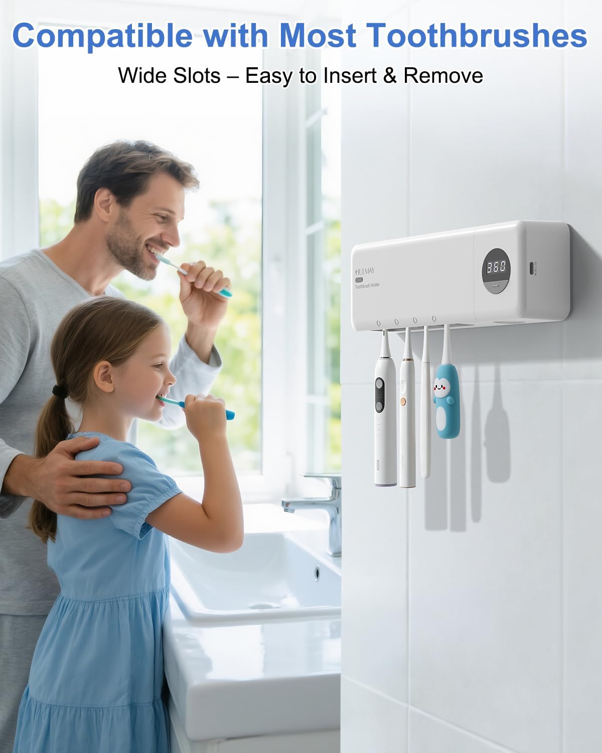 UV Toothbrush Sanitizer with Holder 4 Slots, Toothbrush & Razor