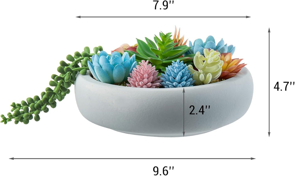 MyGift 8-Inch Artificial Succulent Arrangement in Gray Concrete Planter