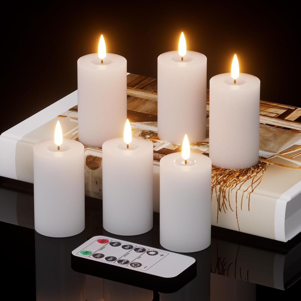 Votive Flameless LED Candles Battery Operated with Remote Timer, White