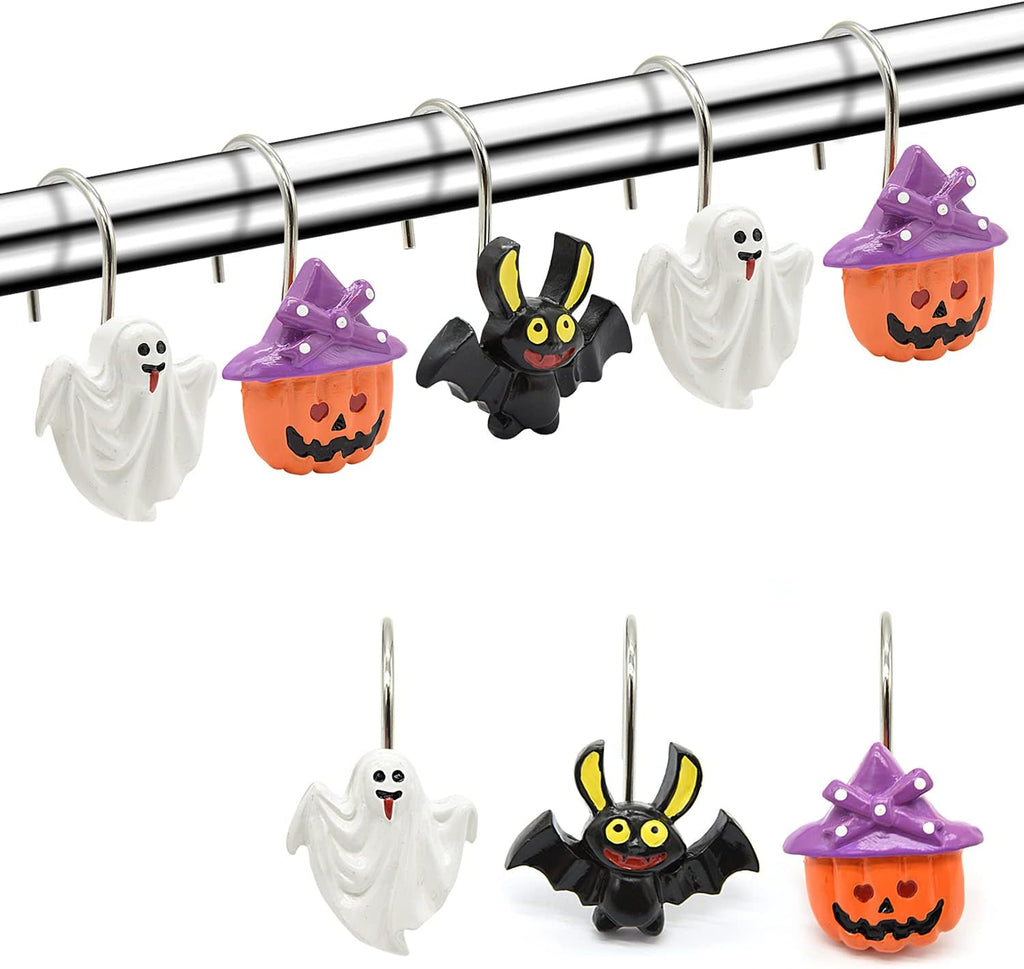 Shower Curtain Hooks,12PCS Halloween Decorative Shower Curtain Rings